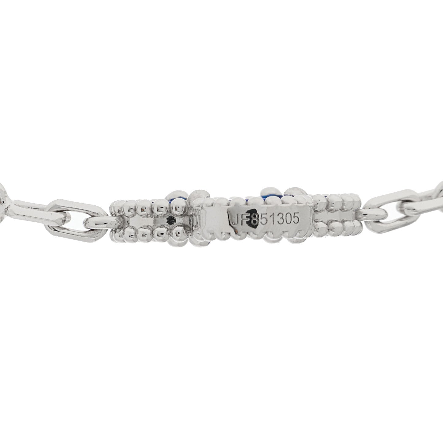 Van Cleef & Arpels 18K White Gold Blue Agate 10 Motifs Vintage Alhambra Necklace 5 of 6