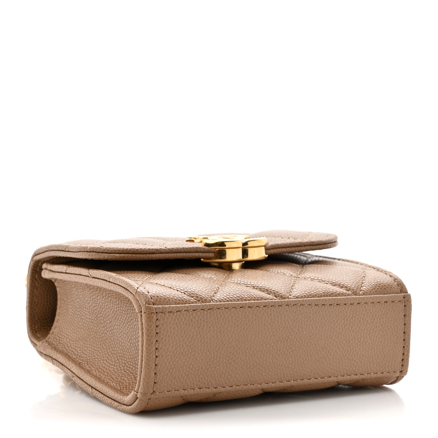 Caviar Quilted Coco First Clutch With Chain Beige