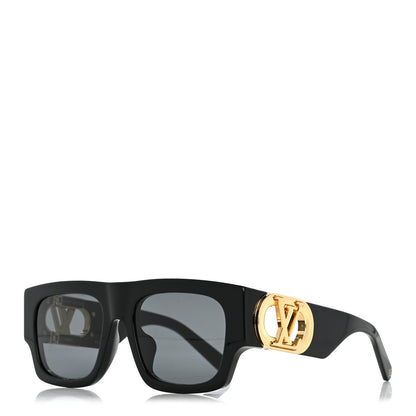 Louis Vuitton Acetate LV Link Square Sunglasses Z1478E Black 1 of 7