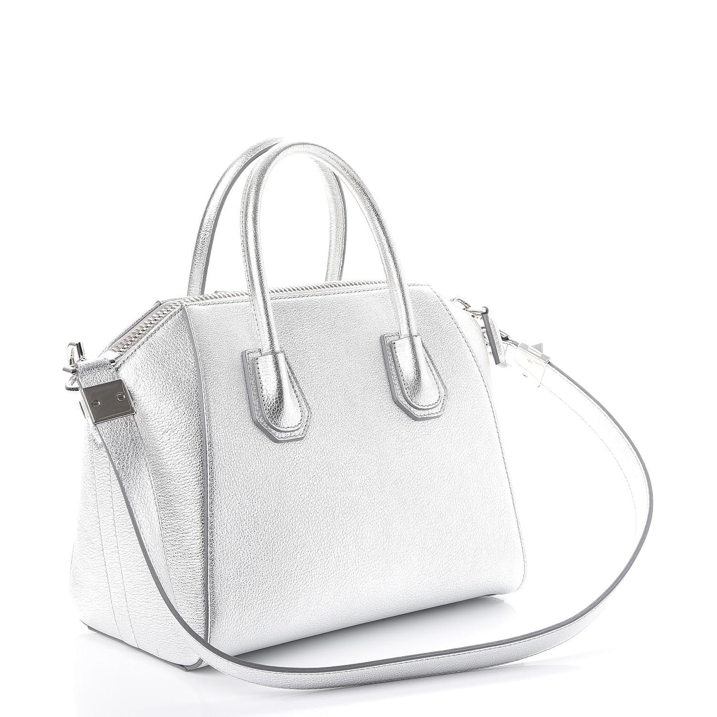 Metallic Sugar Goatskin Small Antigona Silver