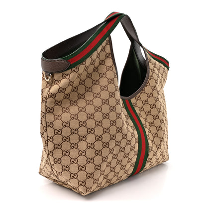 Gucci GG Monogram Web Large Giglio Tote Beige Brown 3 of 10