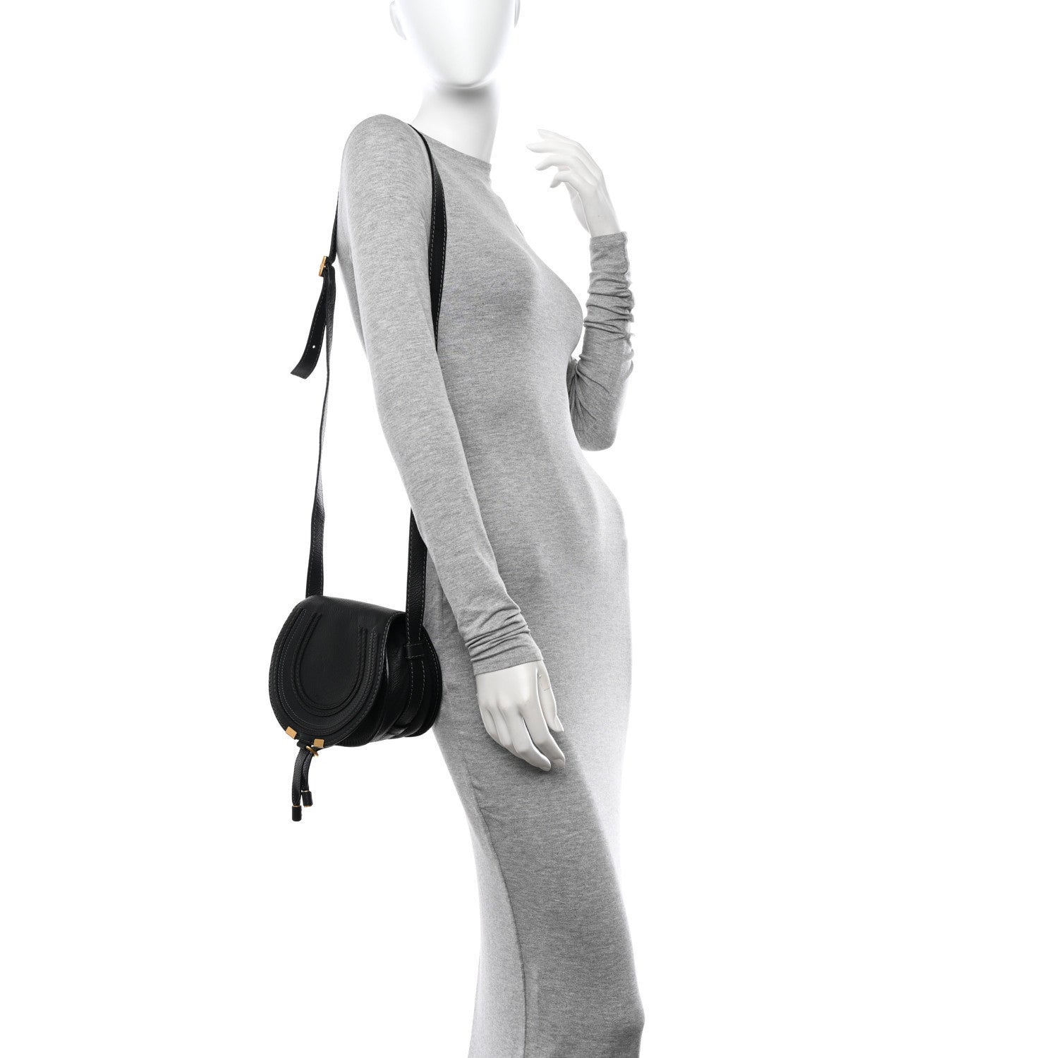 Chloe Grained Calfskin Small Marcie Saddle Bag Black 2 of 11
