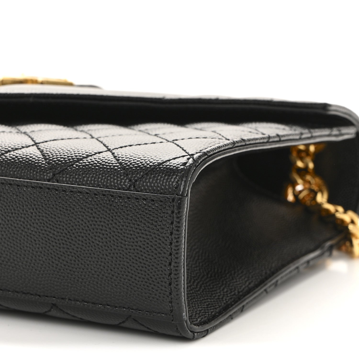 Saint Laurent Grain De Poudre Textured Mixed Matelasse Triquilt Medium Monogram Satchel Black 10 of 11