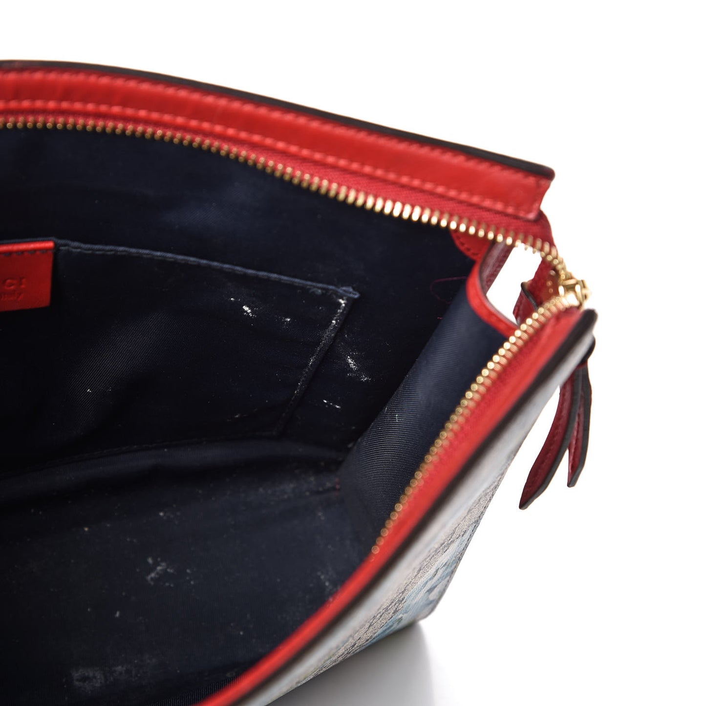 GG Supreme Monogram Blooms Large Cosmetic Case Beige Blue Navy Hibiscus Red