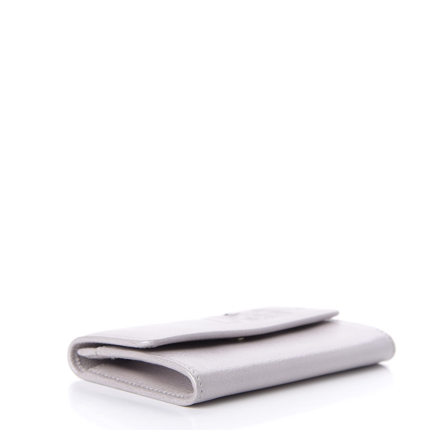 Chanel Metallic Goatskin Embossed Jacket Card Holder Silver 4 of 9