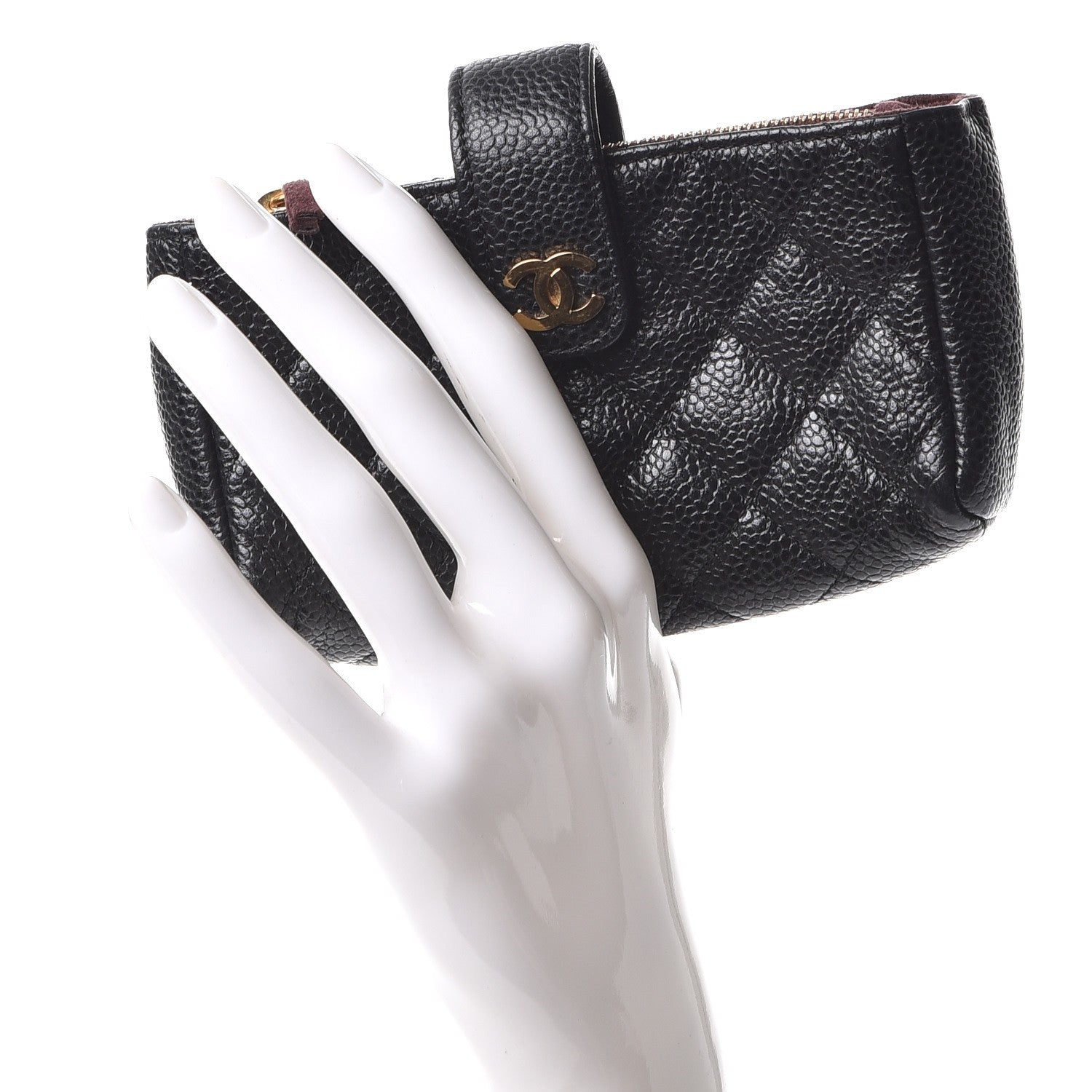 Chanel Caviar Quilted Mini Phone Holder Clutch Black 2 of 7
