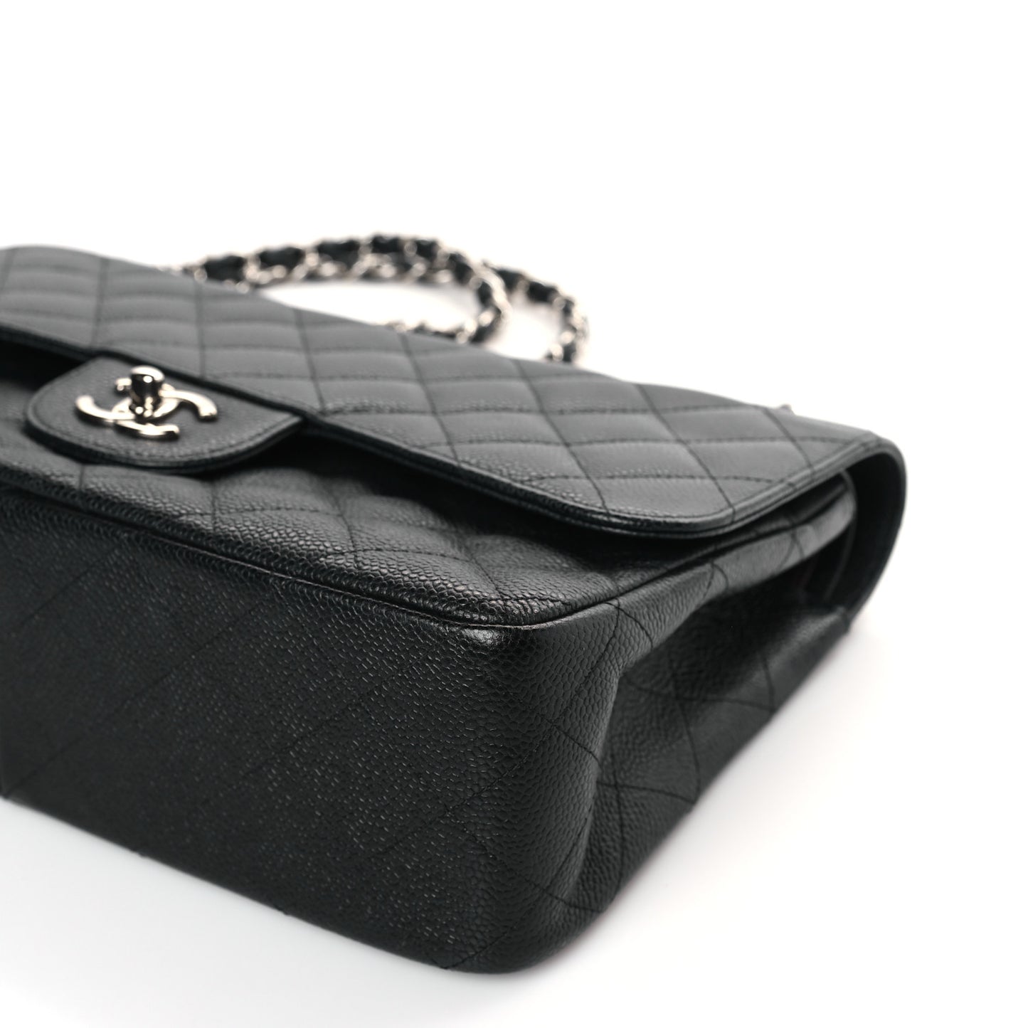 Caviar Quilted Jumbo Double Flap Black