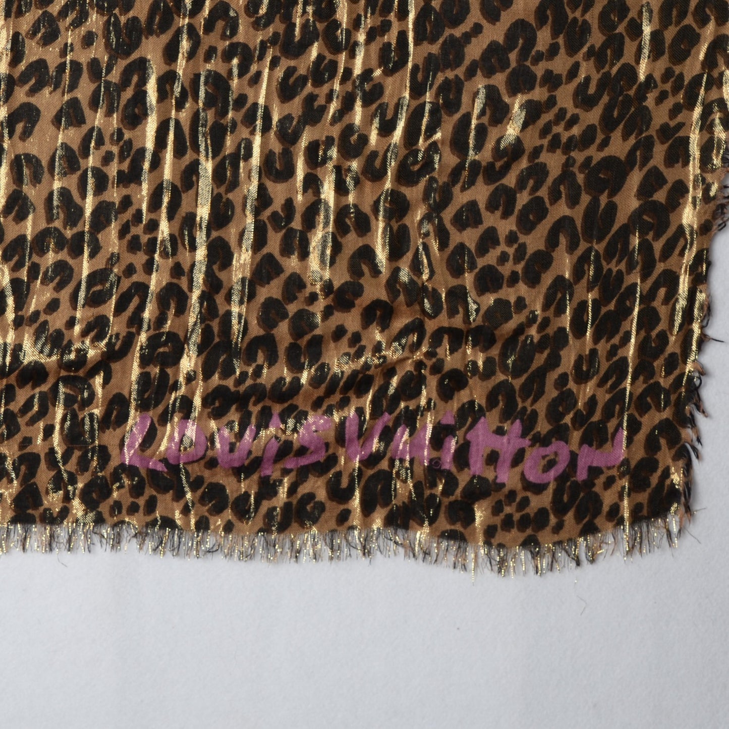Cashmere Silk Leopard Etole Stole Disco Marron