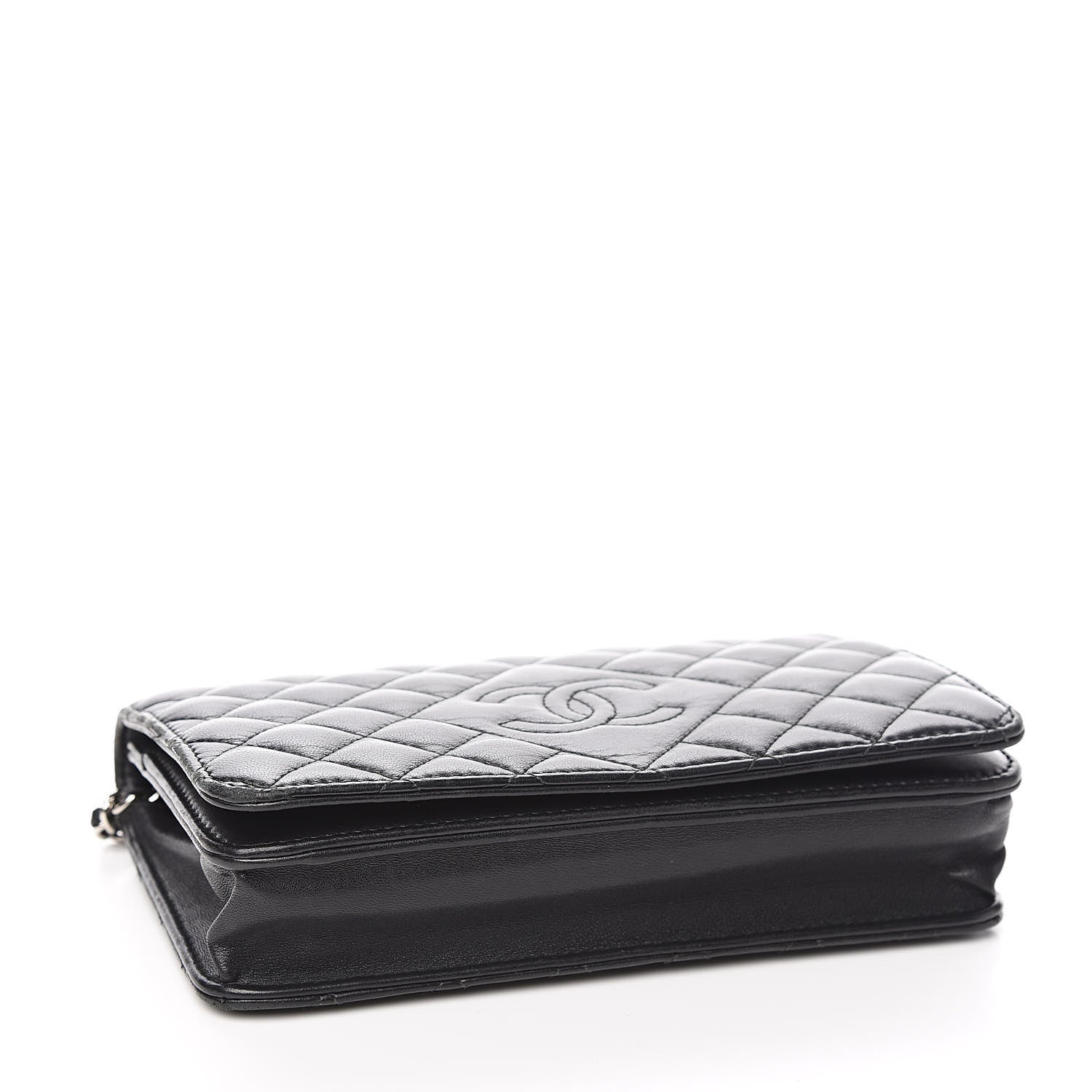 Chanel Lambskin Quilted Diamond CC Wallet On Chain WOC Black 4 of 13