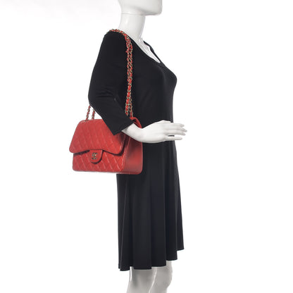 Chanel Caviar Quilted Jumbo Double Flap Red 3 of 10
