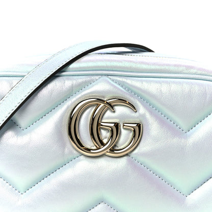 Gucci Iridescent Nappa Chevron Matelasse Small GG Marmont Chain Shoulder Bag Iridescent Salvy Green 7 of 9