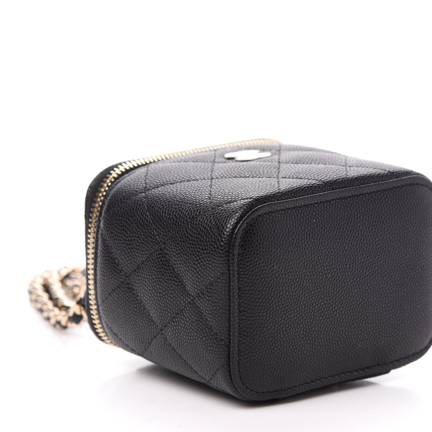 Caviar Quilted Mini Vanity Case With Chain Black