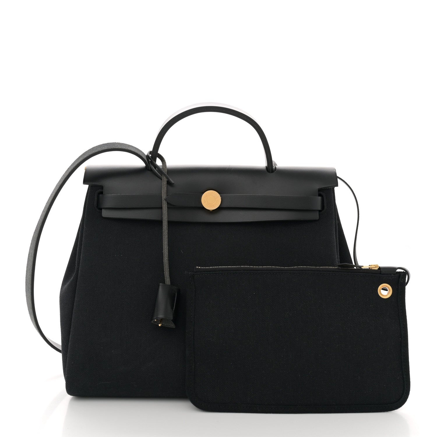 Hermes Military Toile Vache Hunter Herbag Zip Retourne 31 PM Black 3 of 13