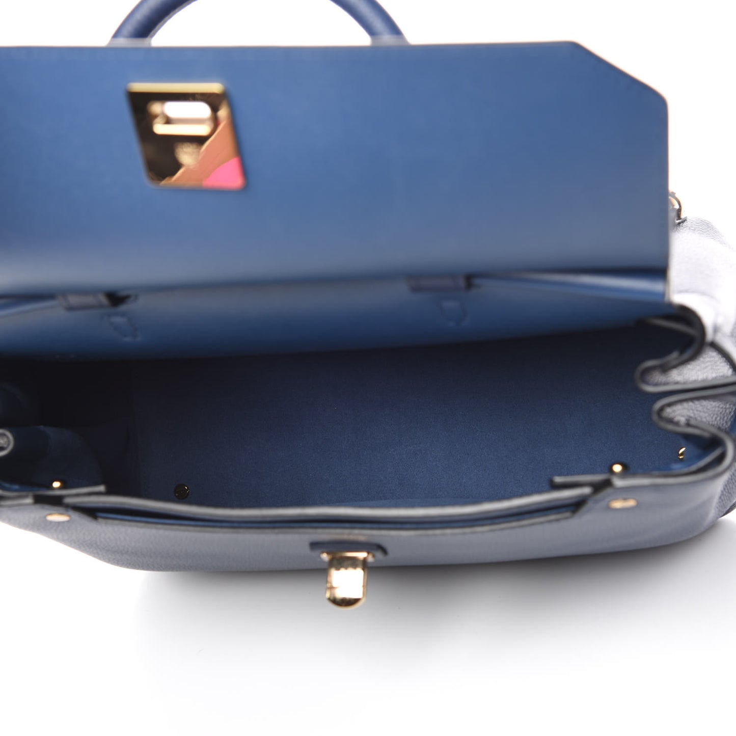 Pebbled Calfskin Medium Milla Backpack Navy Blue