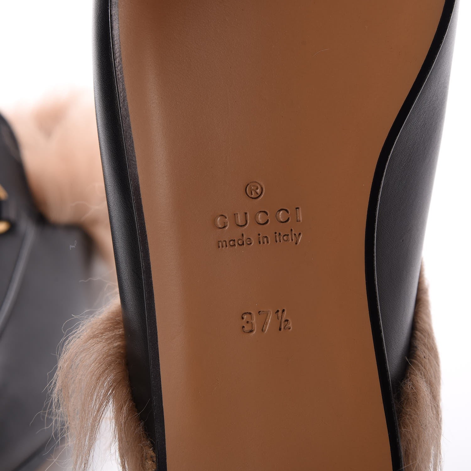 Gucci Calfskin Fur Womens Princetown Slippers 37.5 Black 6 of 7