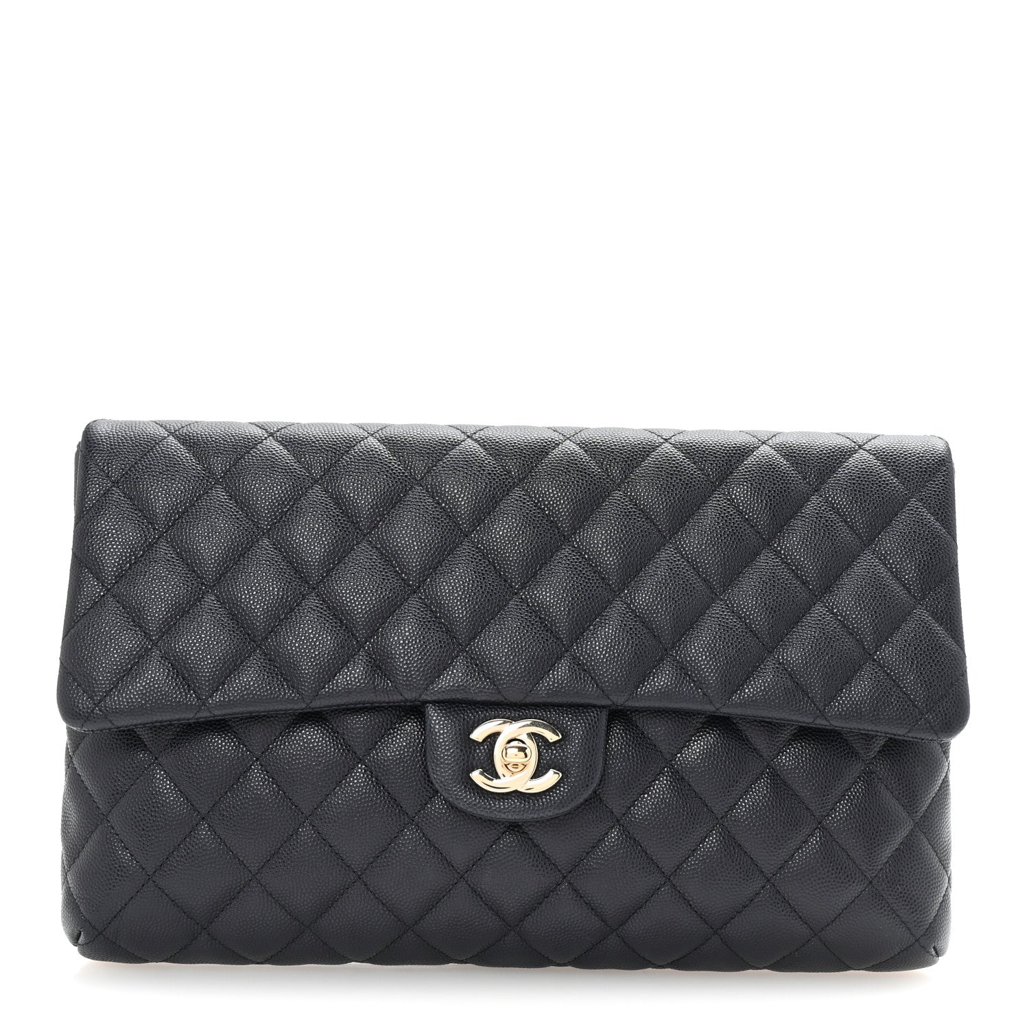 Chanel Caviar Quilted Flap Clutch Navy 1 of 7