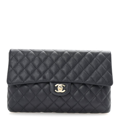 Chanel Caviar Quilted Flap Clutch Navy 1 of 7