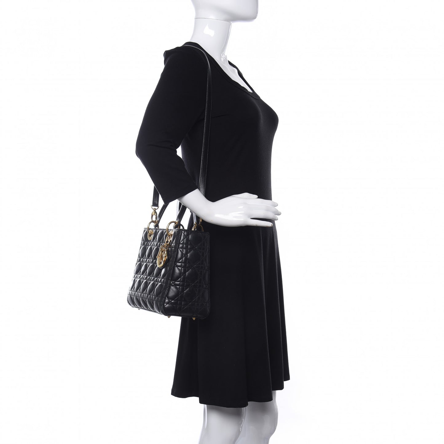 Lambskin Cannage Medium Lady Dior Black