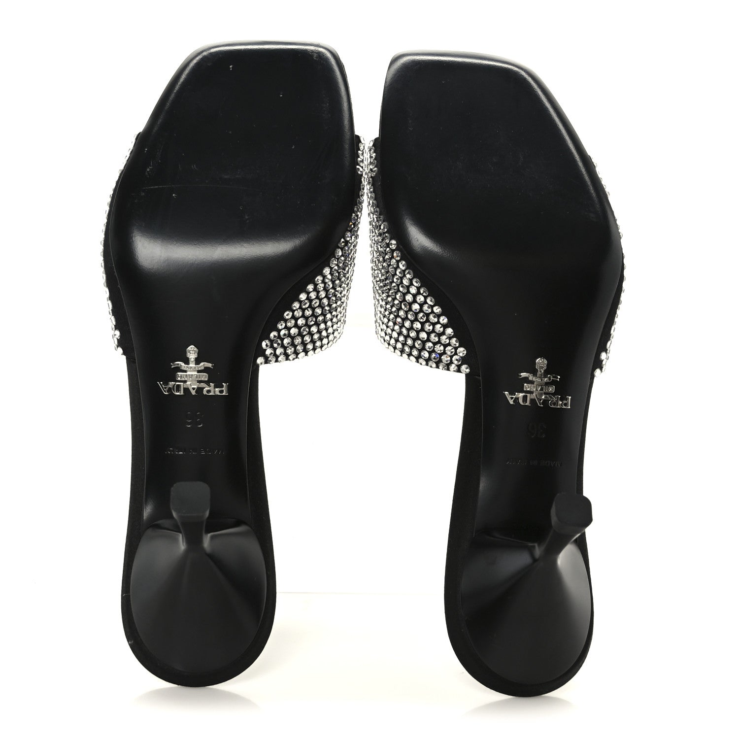 Prada Satin Crystal Logo 65mm Slide Sandals 36 Cristal 6 of 9