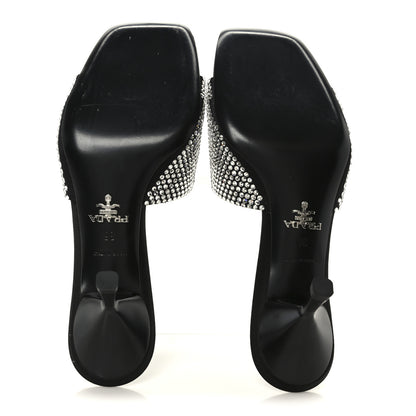 Prada Satin Crystal Logo 65mm Slide Sandals 36 Cristal 6 of 9
