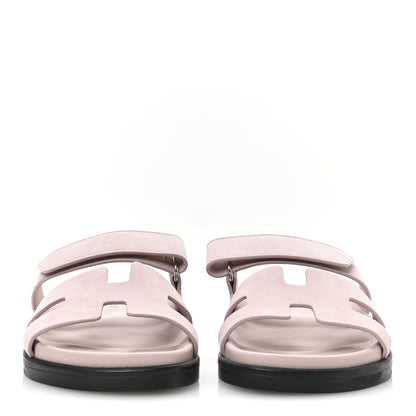 Hermes Suede Goatskin Womens Chypre Sandals 36 Rose Porcelaine 3 of 9