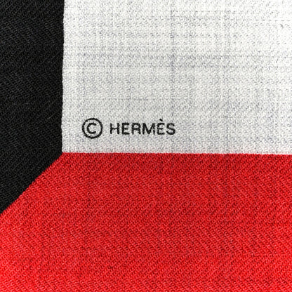 Hermes Cashmere Silk Encadre H Passant Giant Scarf 140 Gris Chien Rouge Black 4 of 4