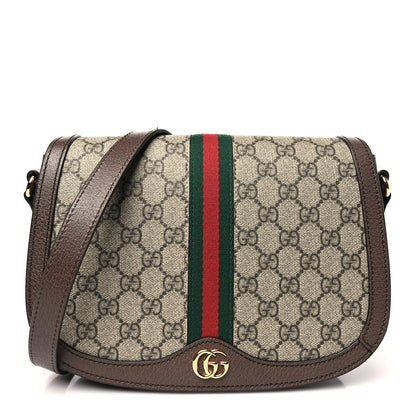 Gucci GG Supreme Monogram Web Small Ophidia Flap Messenger Bag Brown 1 of 10