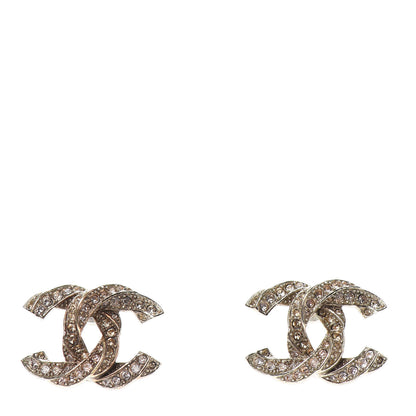 Chanel Crystal Twisted CC Earrings Light Gold Pale Pink 1 of 4