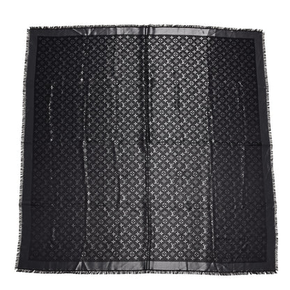 Louis Vuitton Silk Lurex Wool Monogram Shine Shawl Black 1 of 4