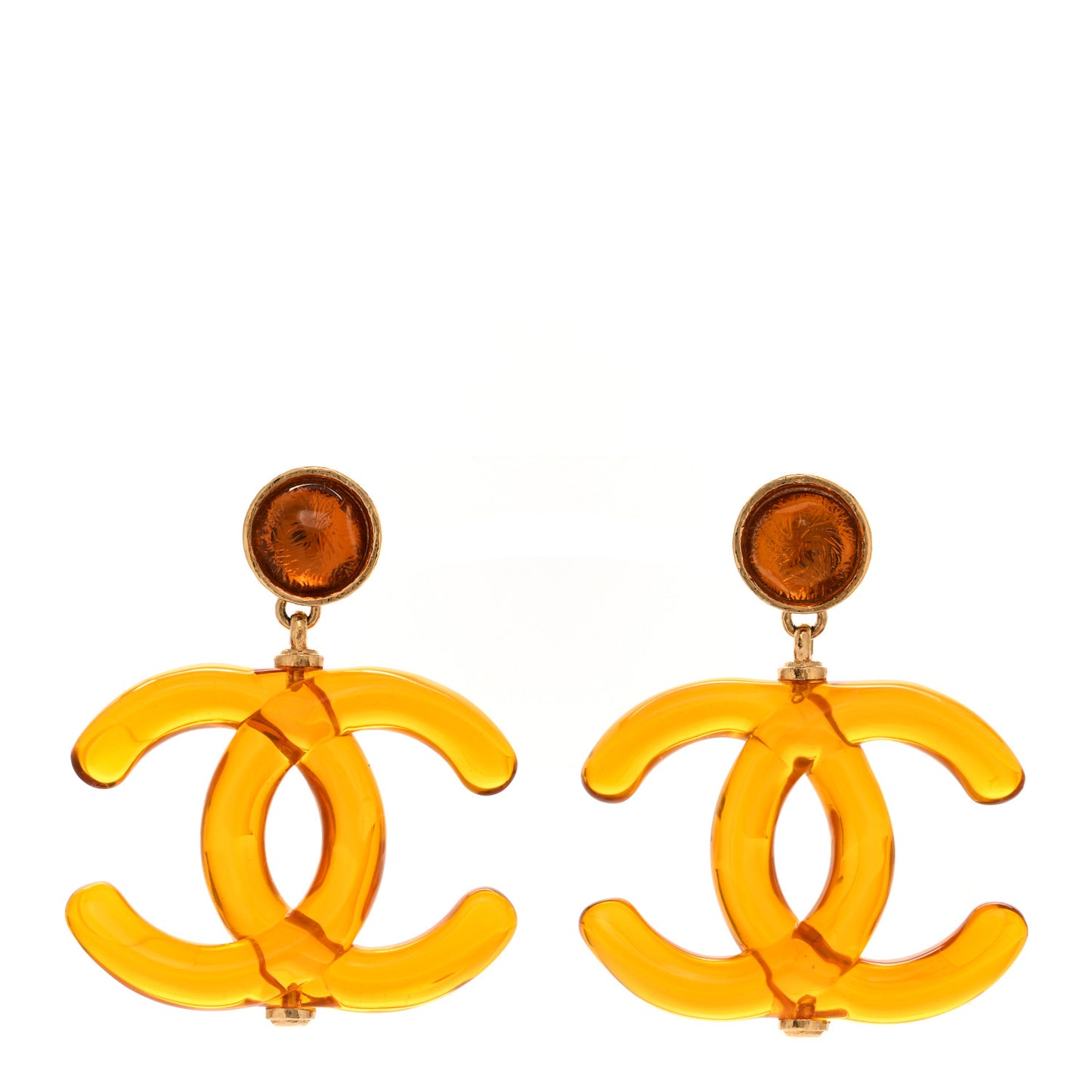 Resin CC Drop Earrings Orange