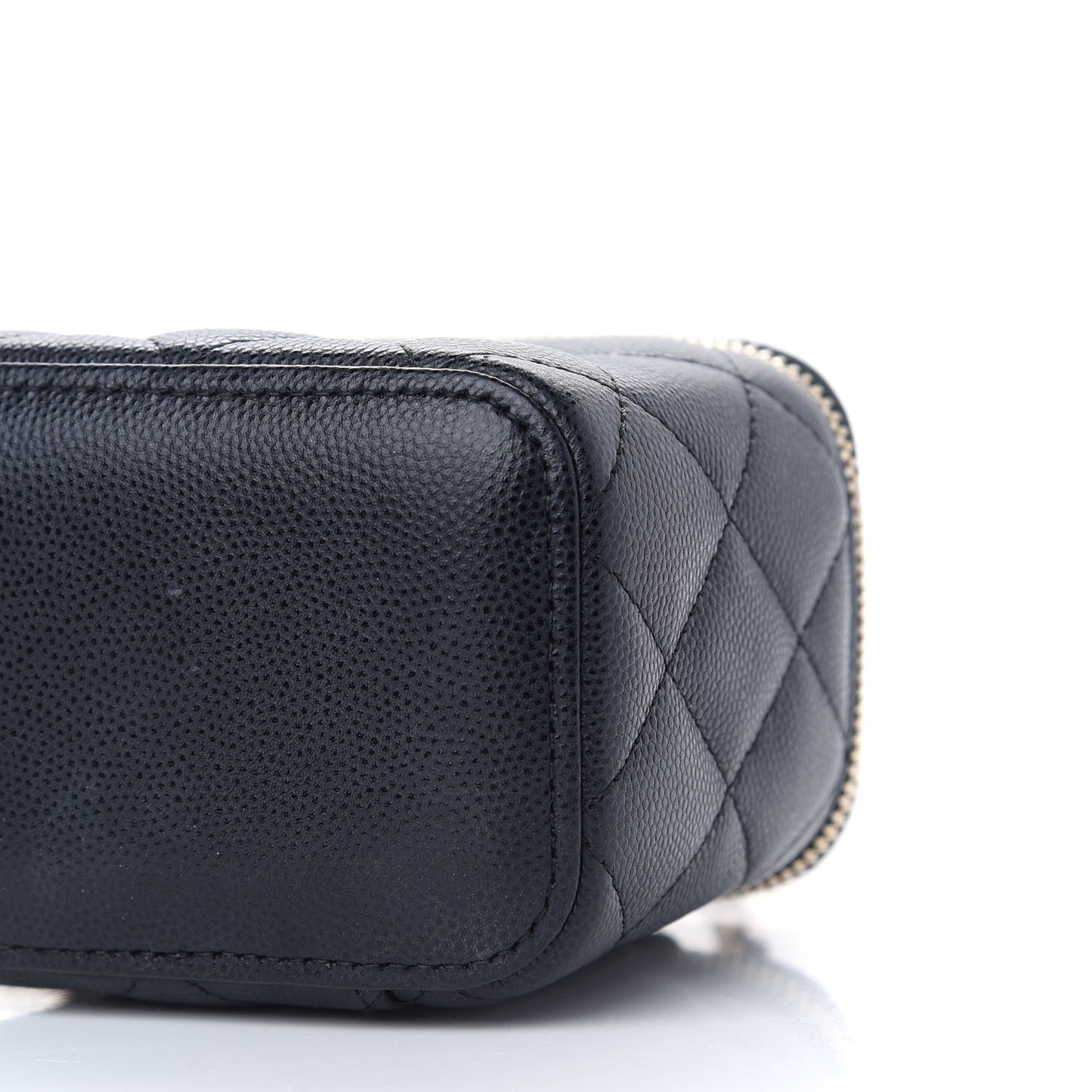 Caviar Quilted Mini Vanity Case With Chain Black