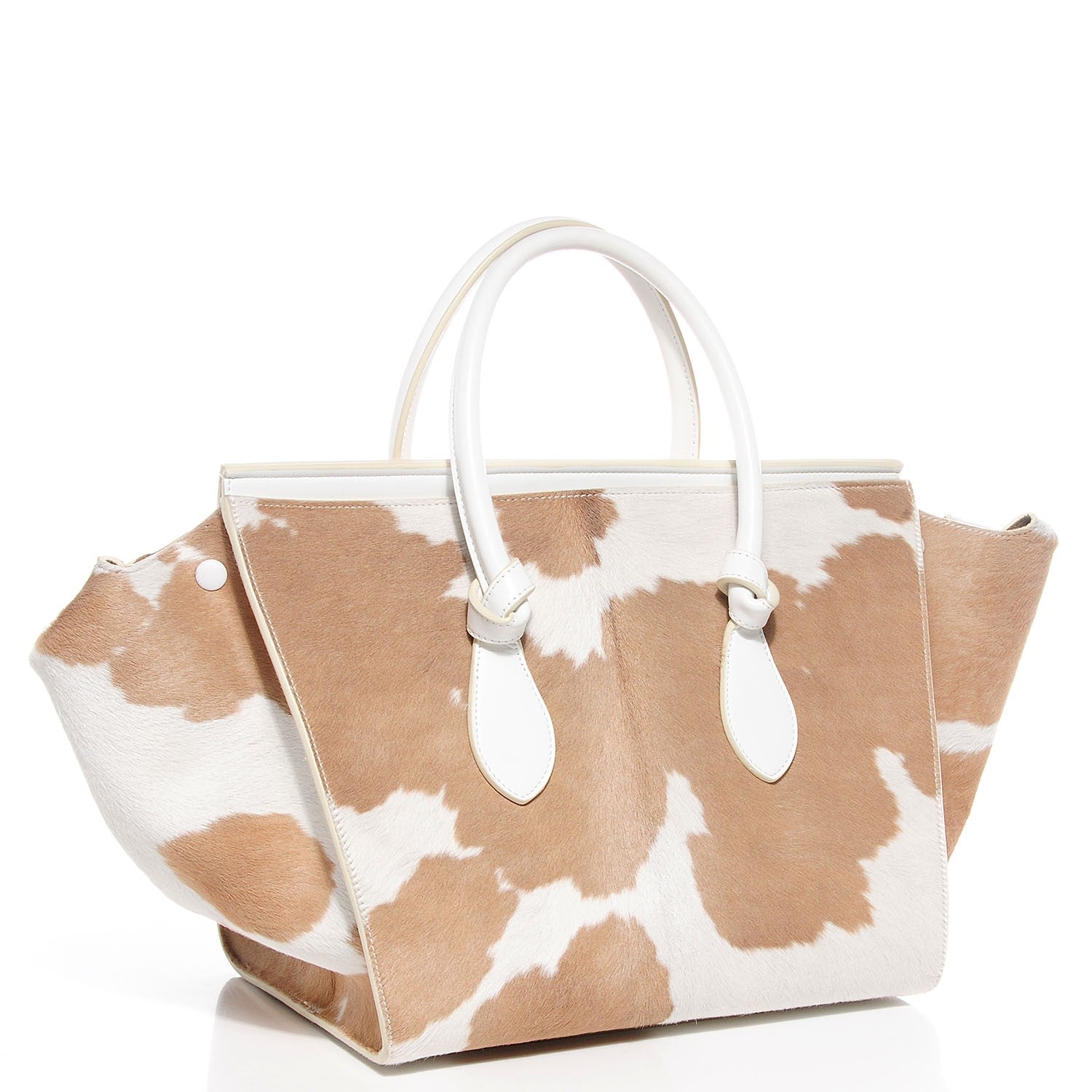 Celine Smooth Calfskin Pony Hair Medium Tie Knot Tote Natural 3 of 8