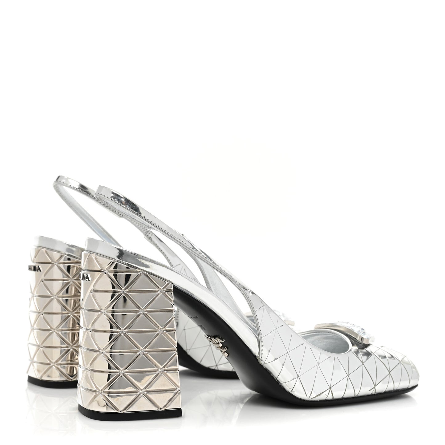 Spazzolato Triangle Logo Slingback 90mm Pumps 38 Argento