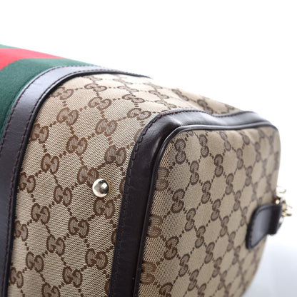 Gucci Monogram Vintage Web Medium Boston Dark Brown 11 of 13