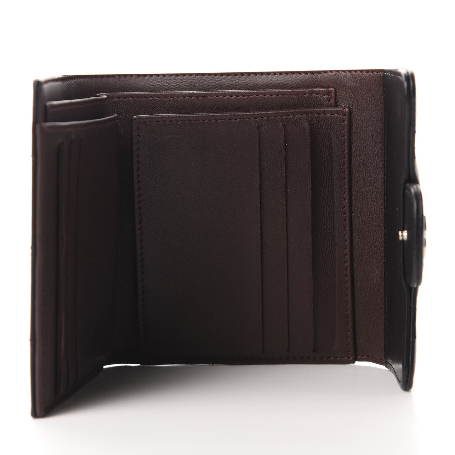 Lambskin Quilted Compact Flap Wallet Black