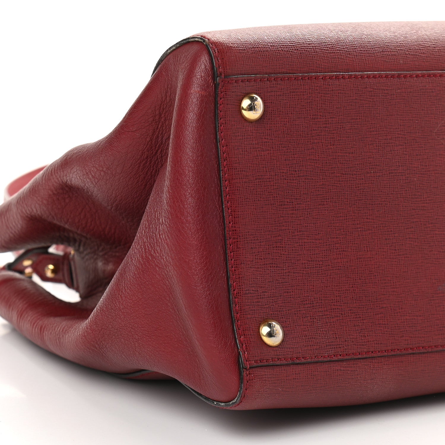 Fendi Vitello Elite Regular 2Jours Tote Rosso Scuro Ciliegia 8 of 9