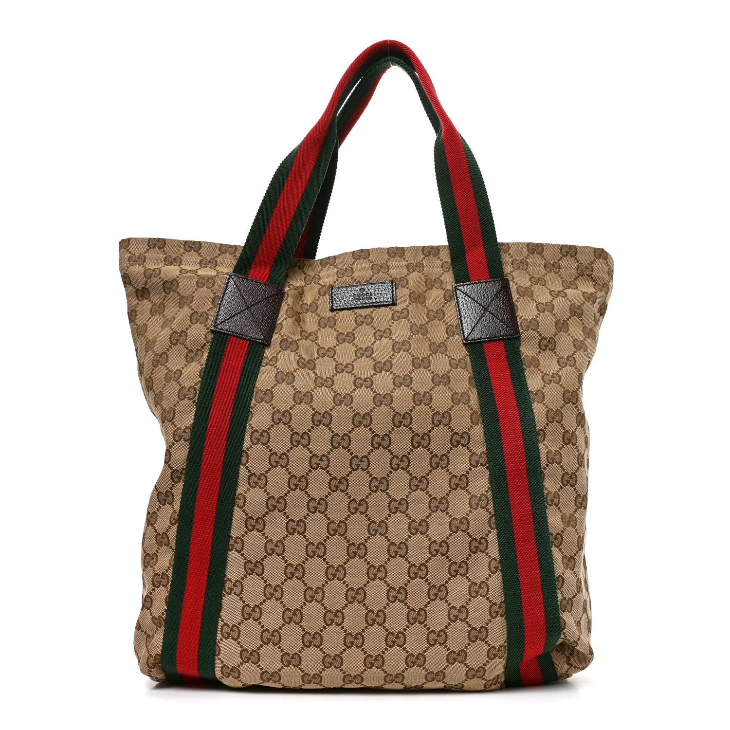 Gucci GG Monogram Medium Web Handle Vertical Tote Dark Brown 1 of 10