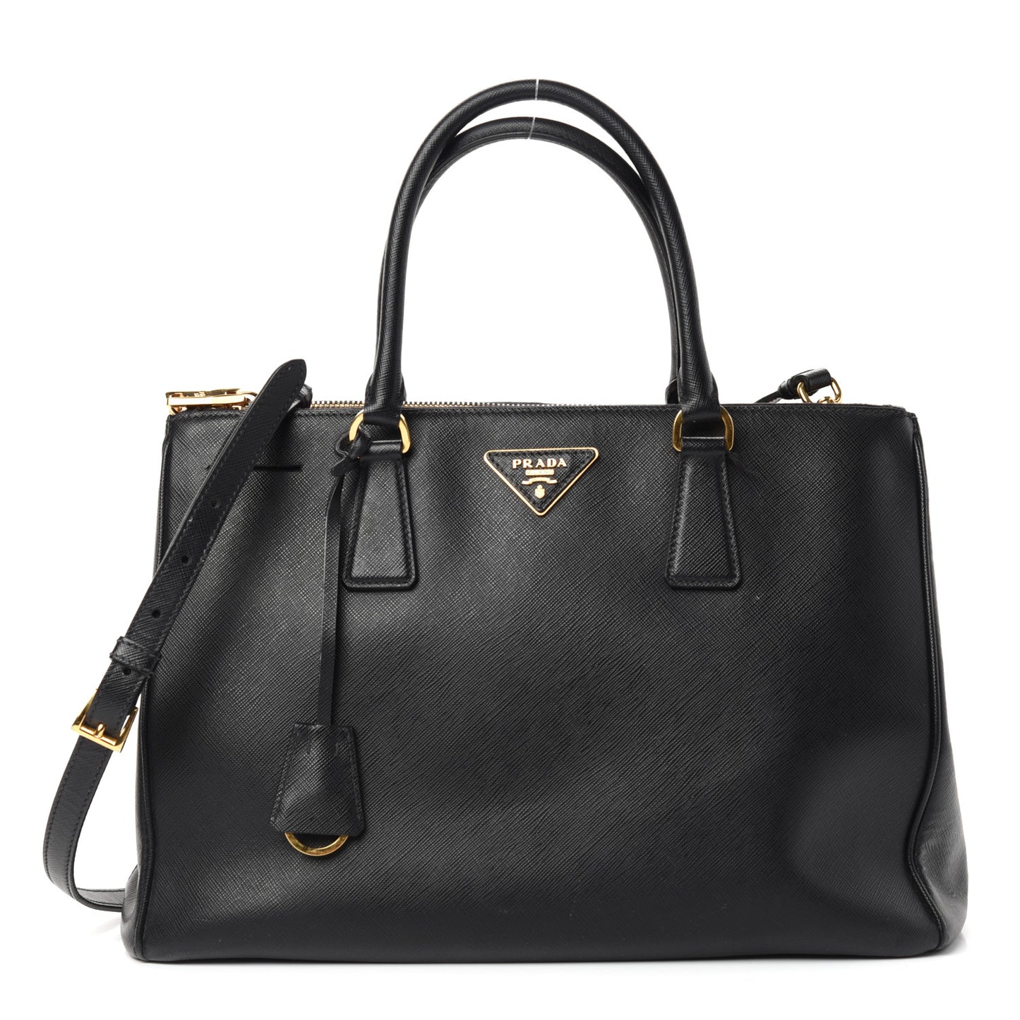 Saffiano Medium Galleria Double Zip Tote Black