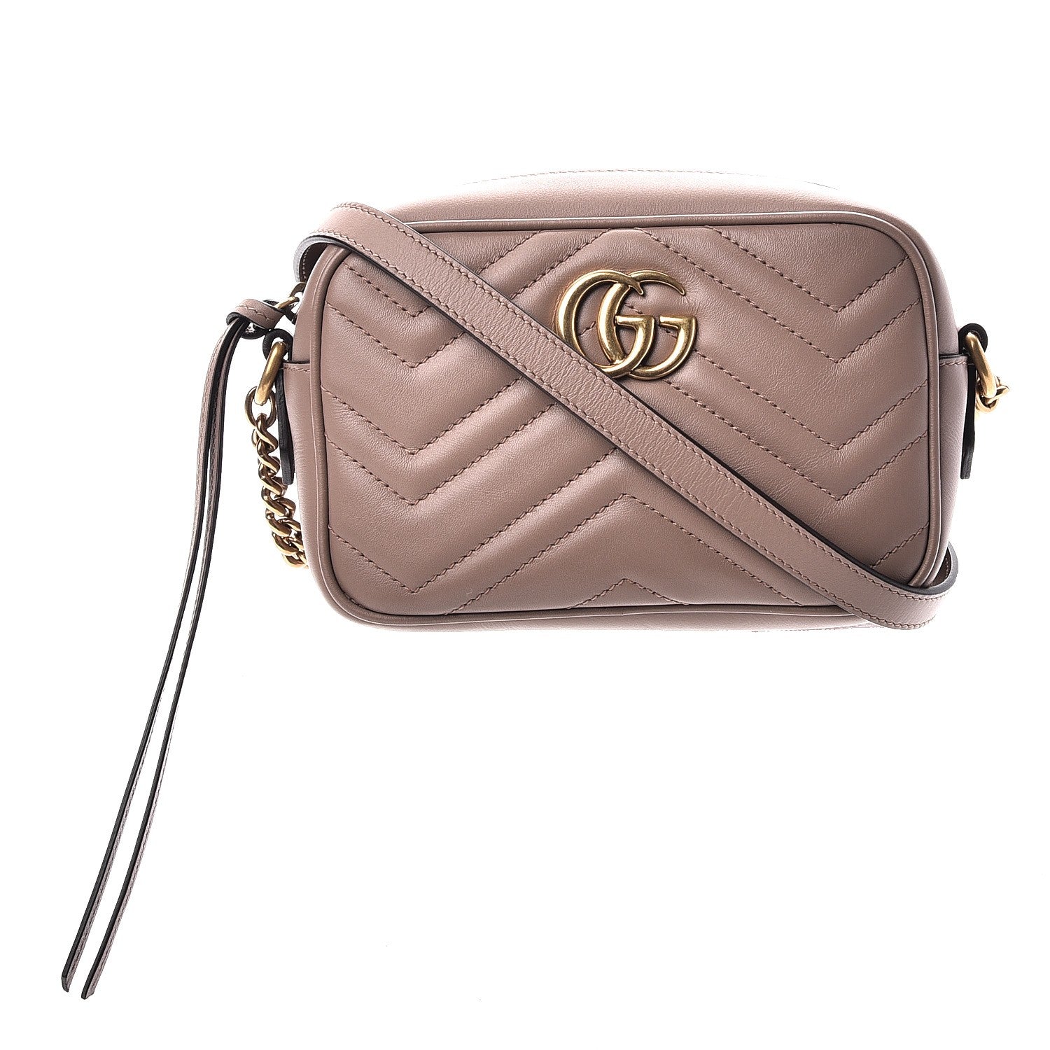 Gucci Calfskin Matelasse Mini GG Marmont Chain Shoulder Bag Nude 1 of 8
