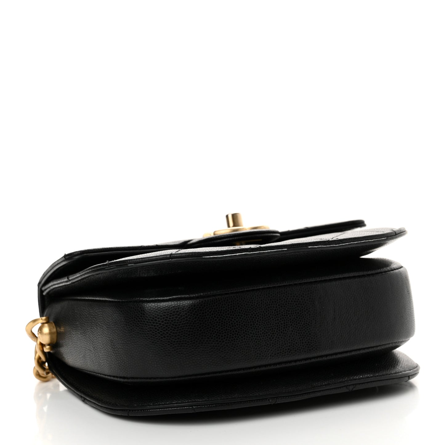 Caviar Quilted Moon Messenger Black