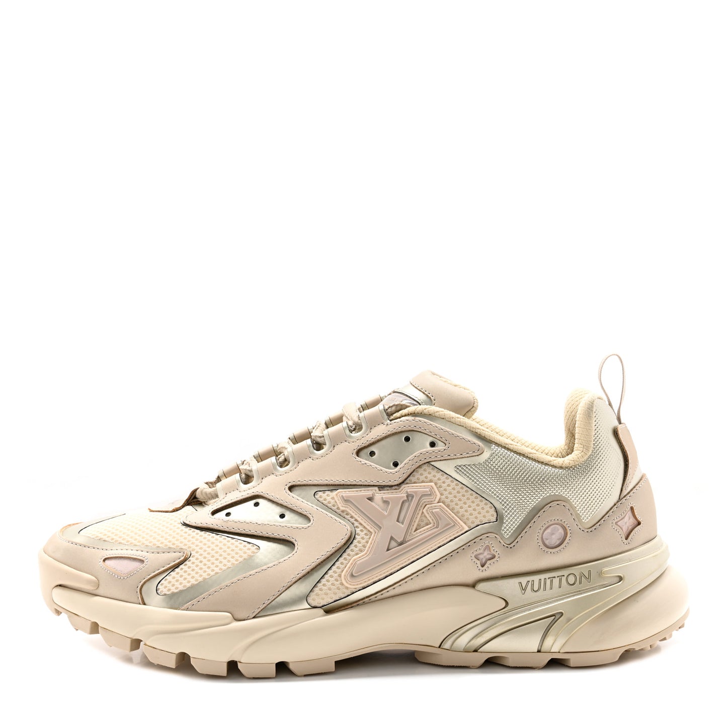 Metallic Canvas Mesh Mens LV Runner Tatic Sneakers 9 Beige