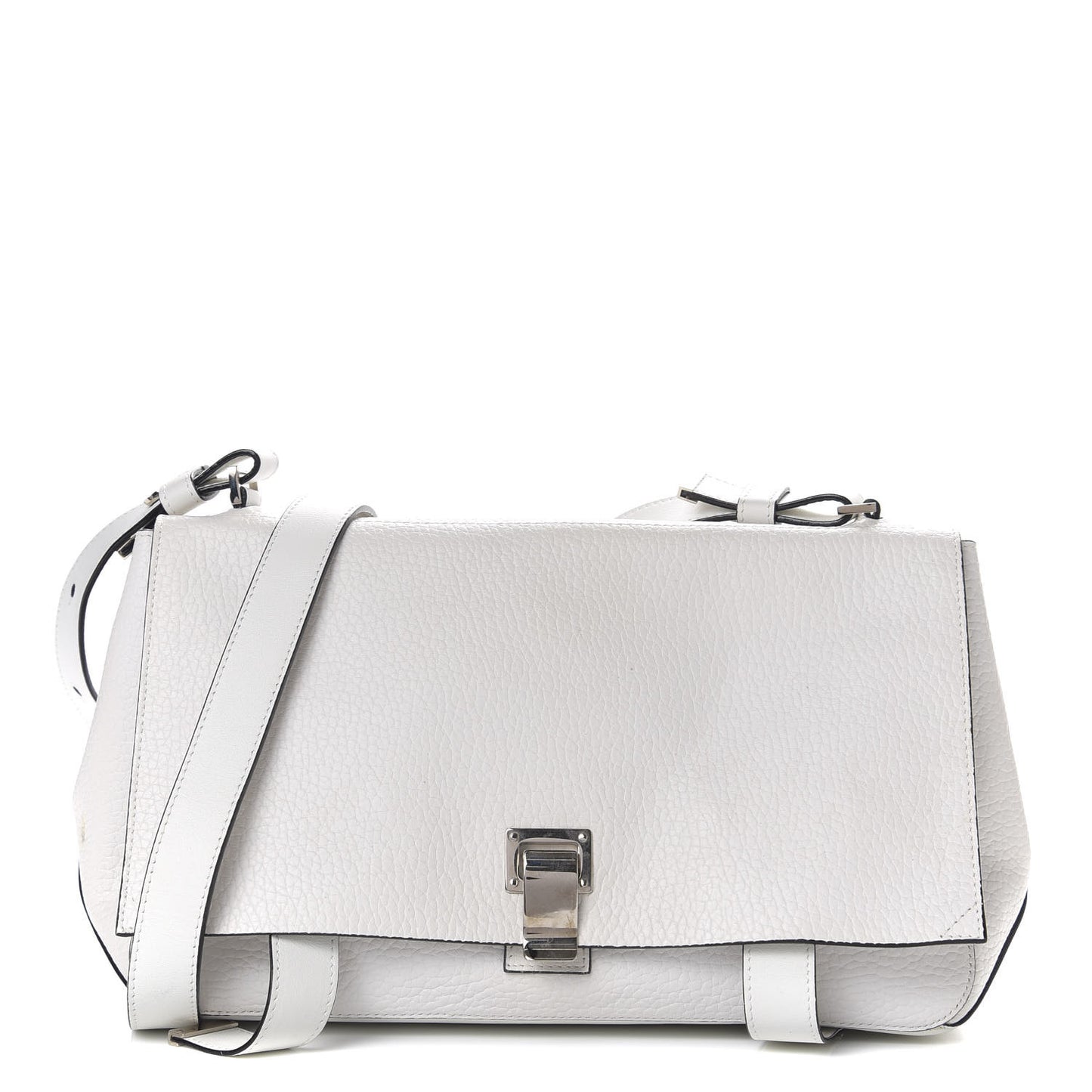 Pebbled Calfskin Double Sided PS Courier Bag White