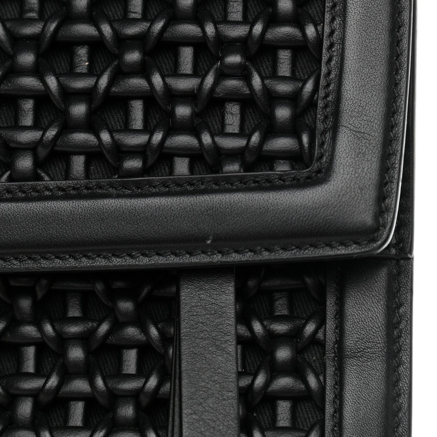 Salvatore Ferragamo Woven Calfskin Medium Studio Top Handle Bag Black 13 of 14