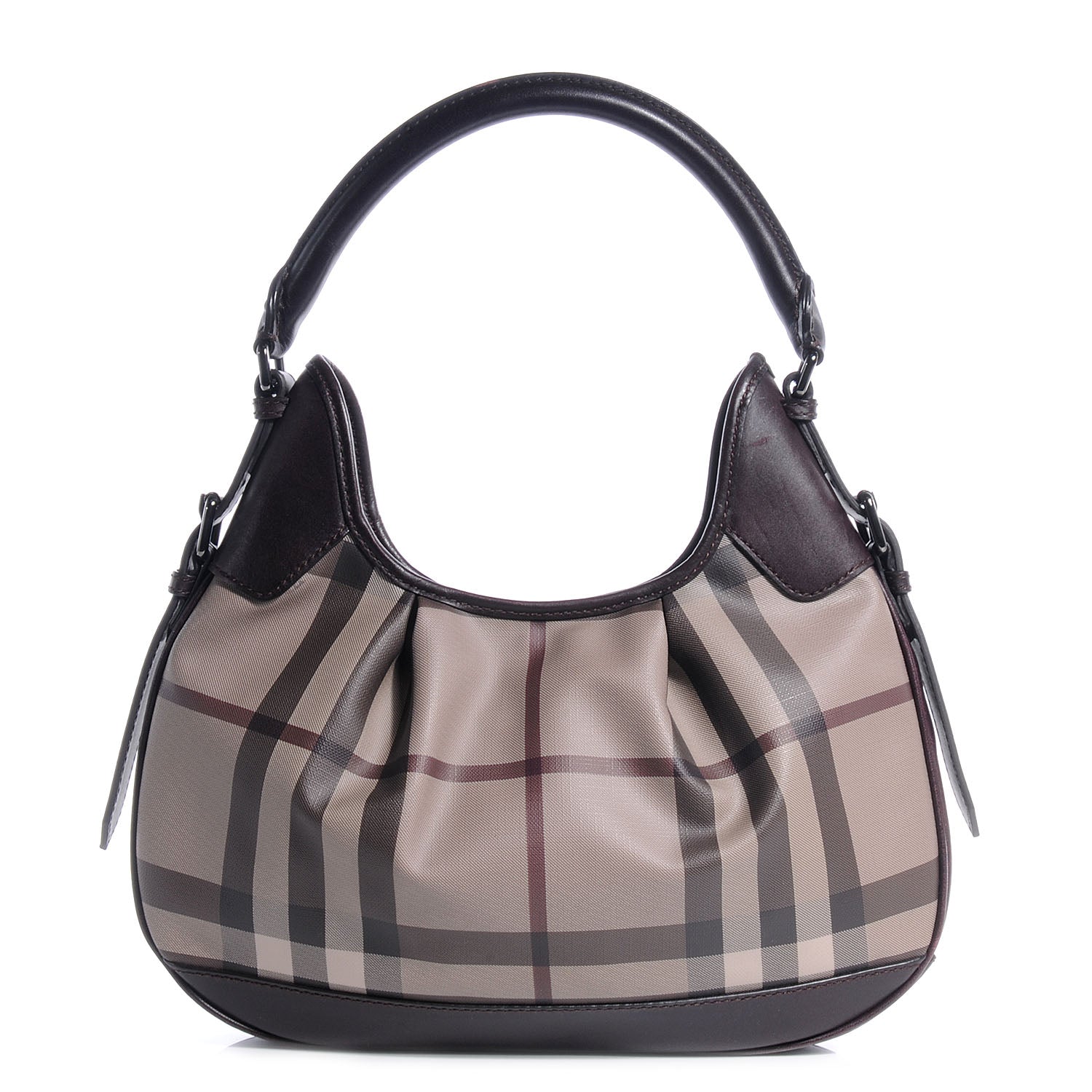 Burberry Smoked Check Brooklyn Hobo Trench Plum 1 of 10