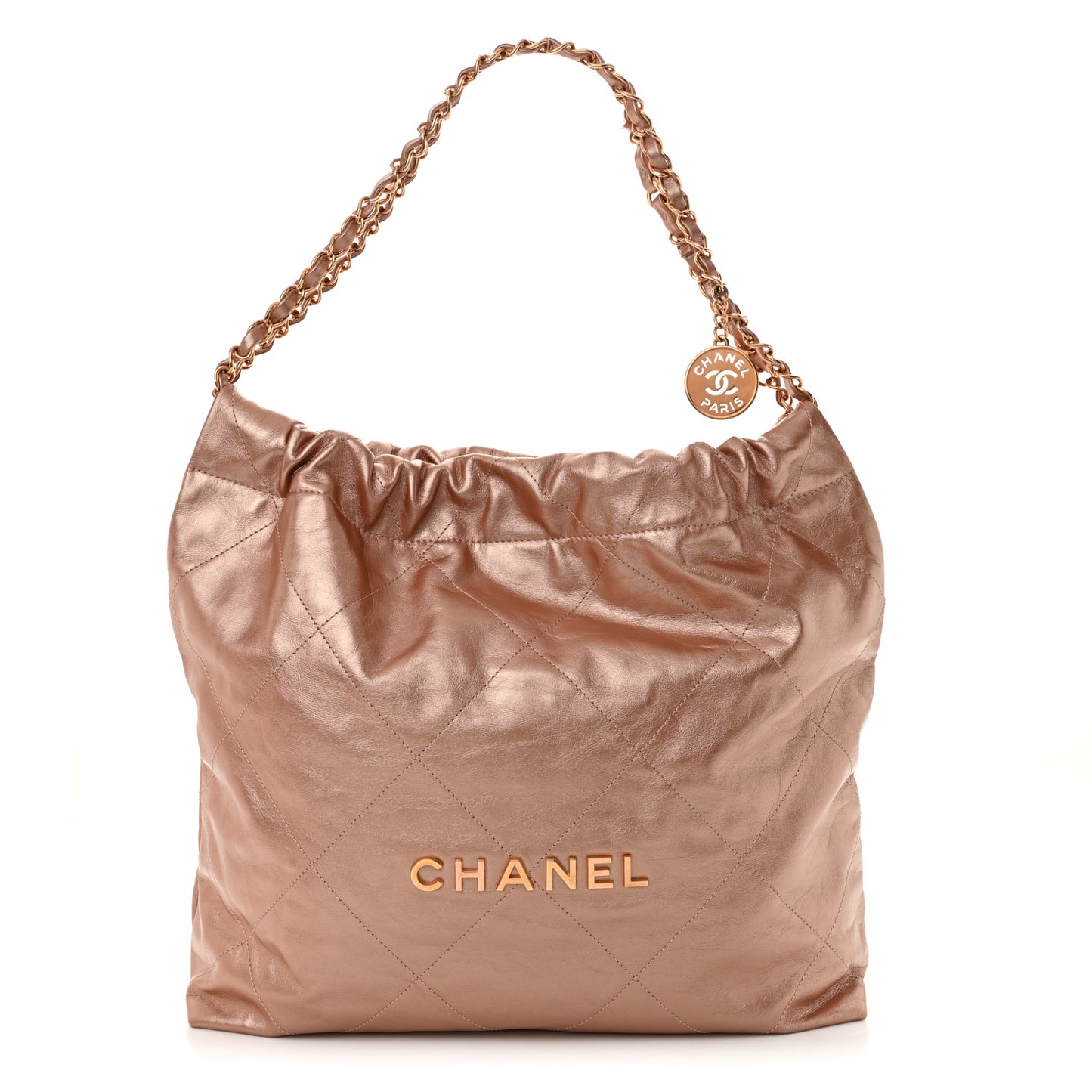 Metallic Calfskin Quilted Chanel 22 Copper