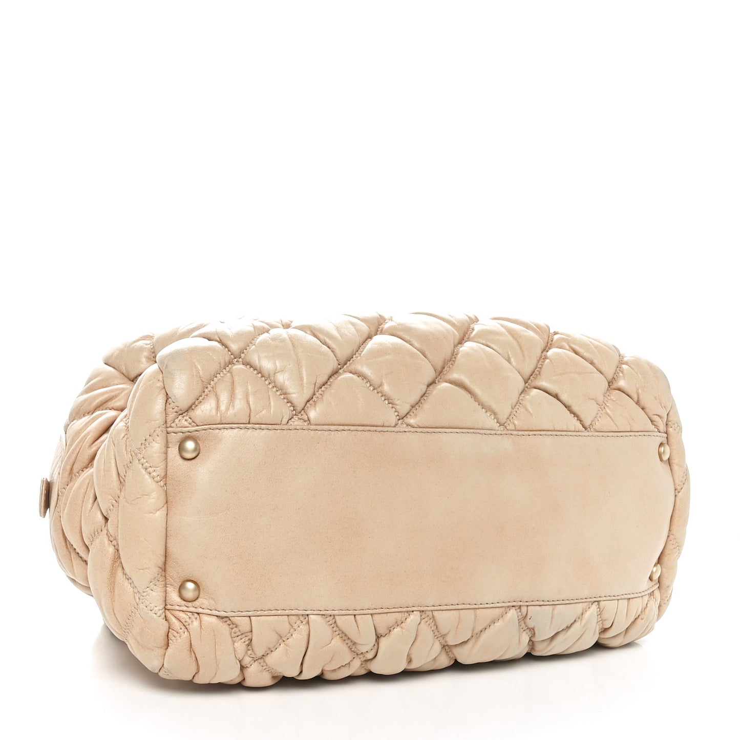 Lambskin Bubble Quilt Bowler Beige