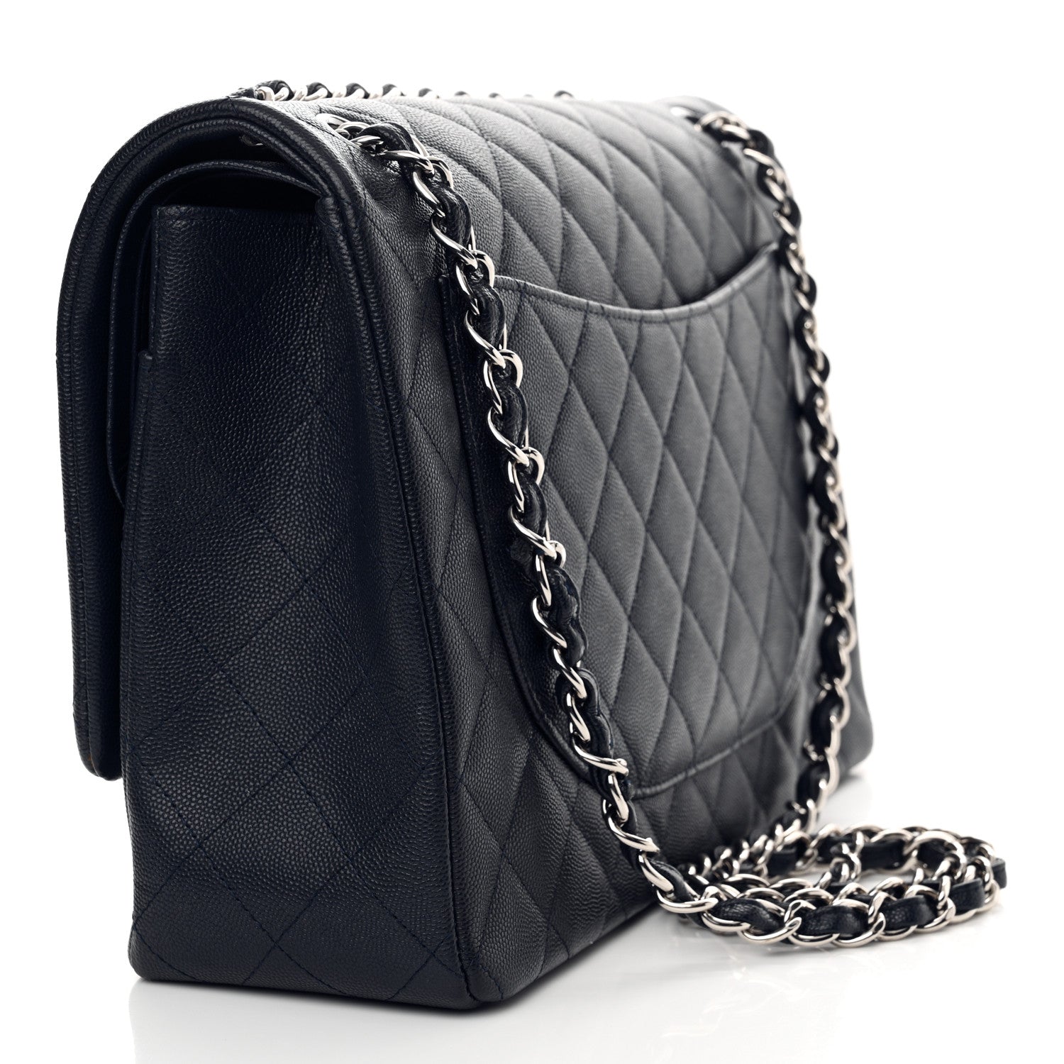Chanel Caviar Quilted Maxi Double Flap Navy Blue 3 of 14