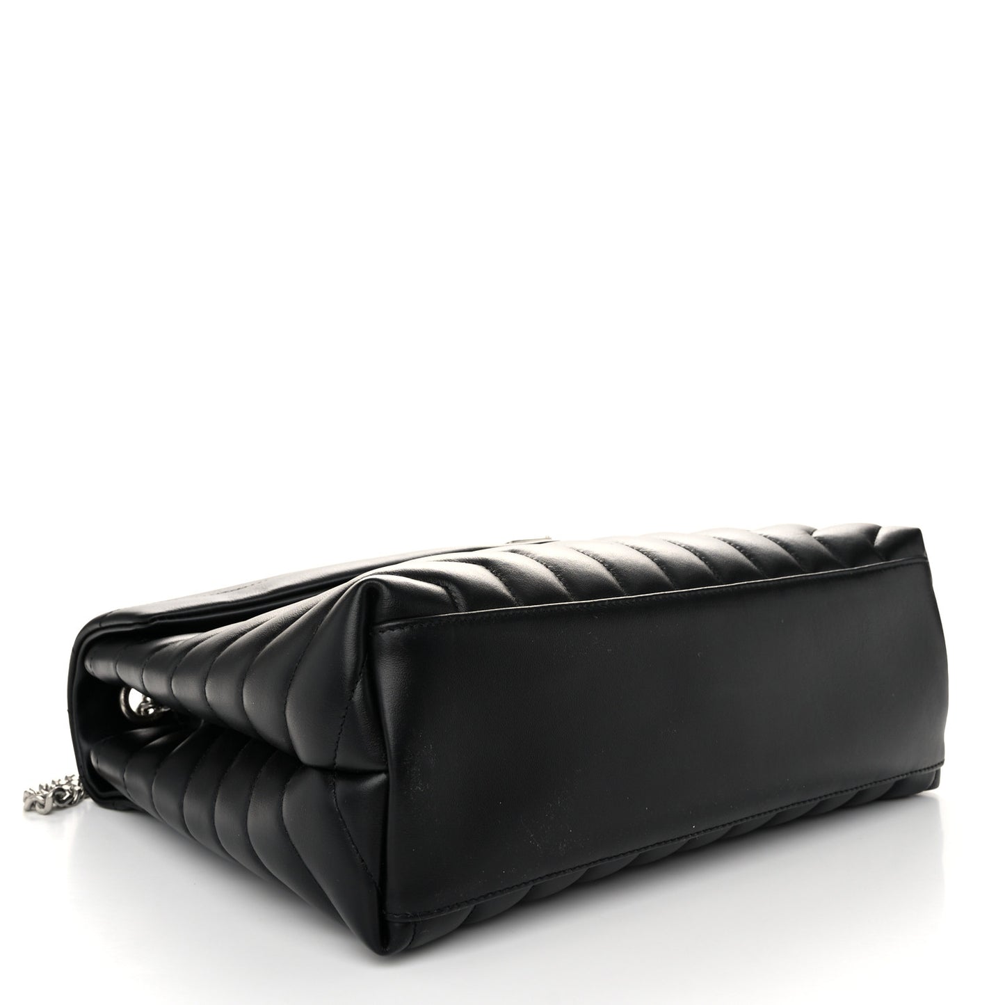 Calfskin Y Quilted Monogram Medium Loulou Chain Satchel Black