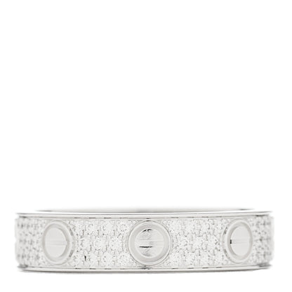 Cartier 18K White Gold Diamond 4mm LOVE Wedding Paved Band Ring 47 4 3 of 5