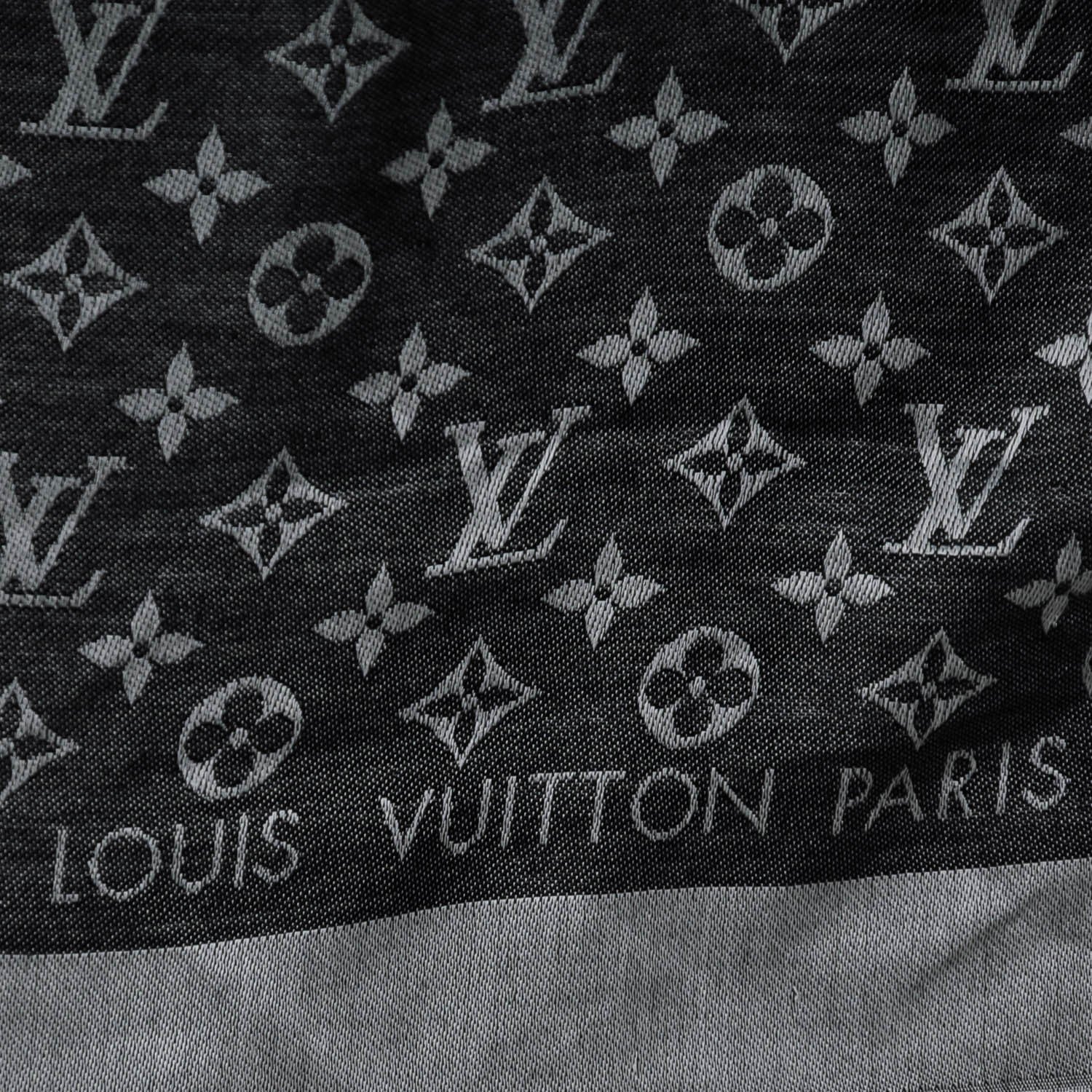Louis Vuitton Wool Silk Monogram Denim Shawl Black 4 of 8